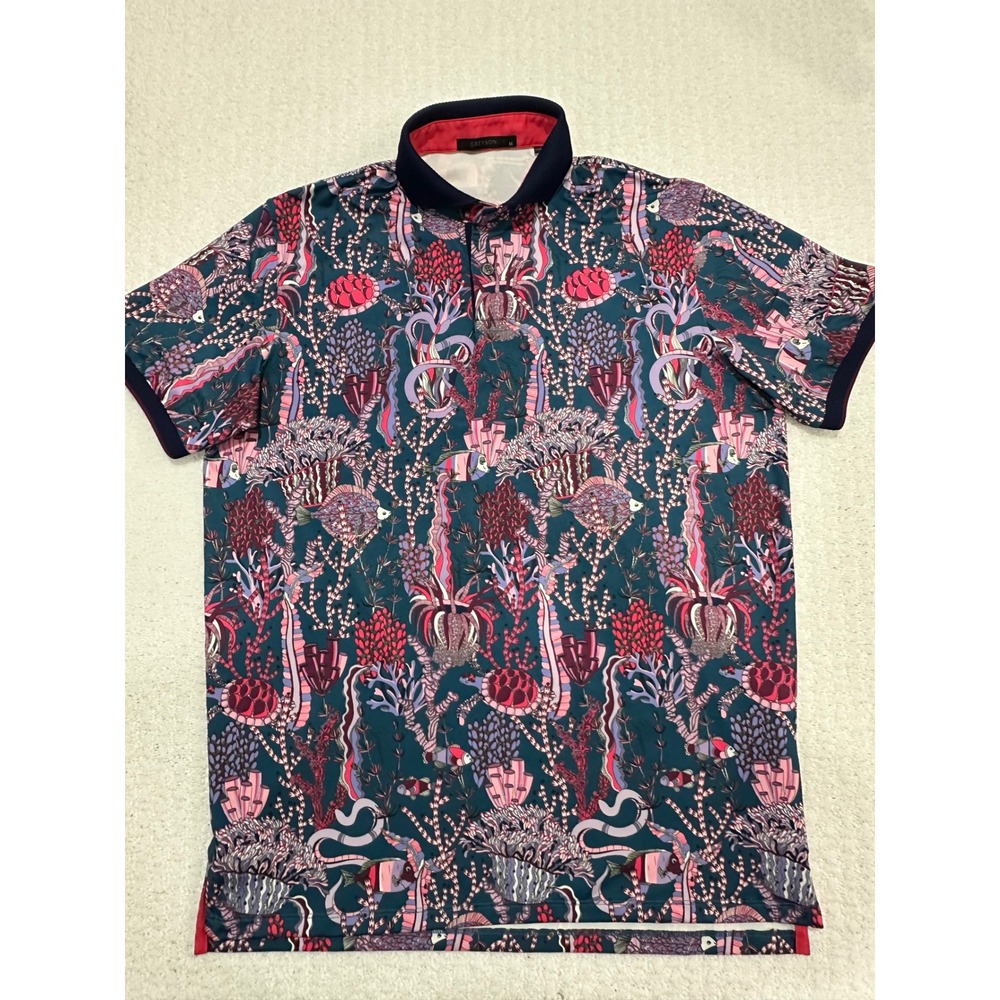 GREYSON Golf Polo Coral Reef Fish Medium